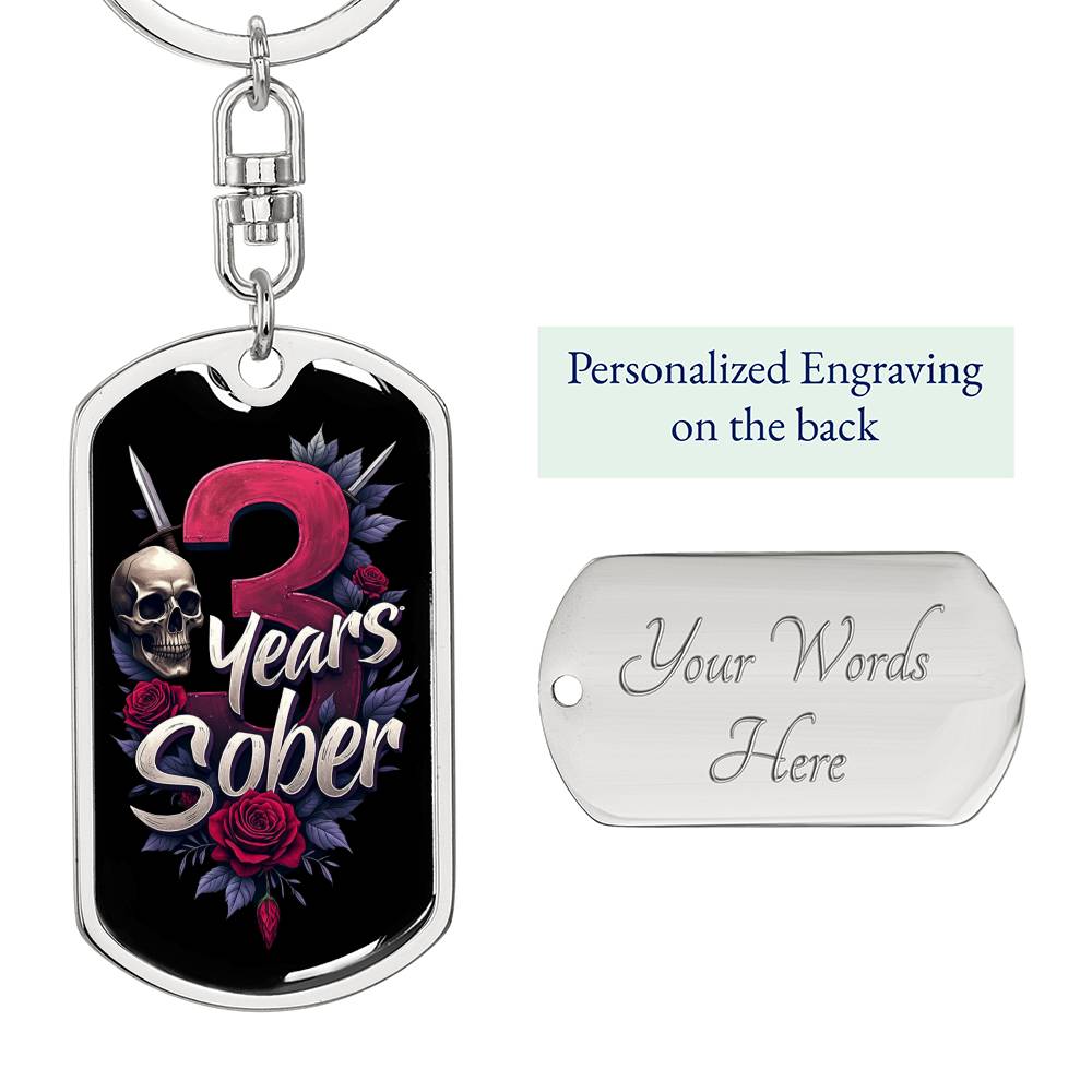 3 Years Sober Keychain - Personalized Recovery Gift with Engraving