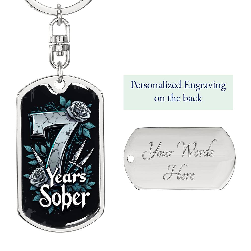 Congratulations on 7 Years Sober Keychain