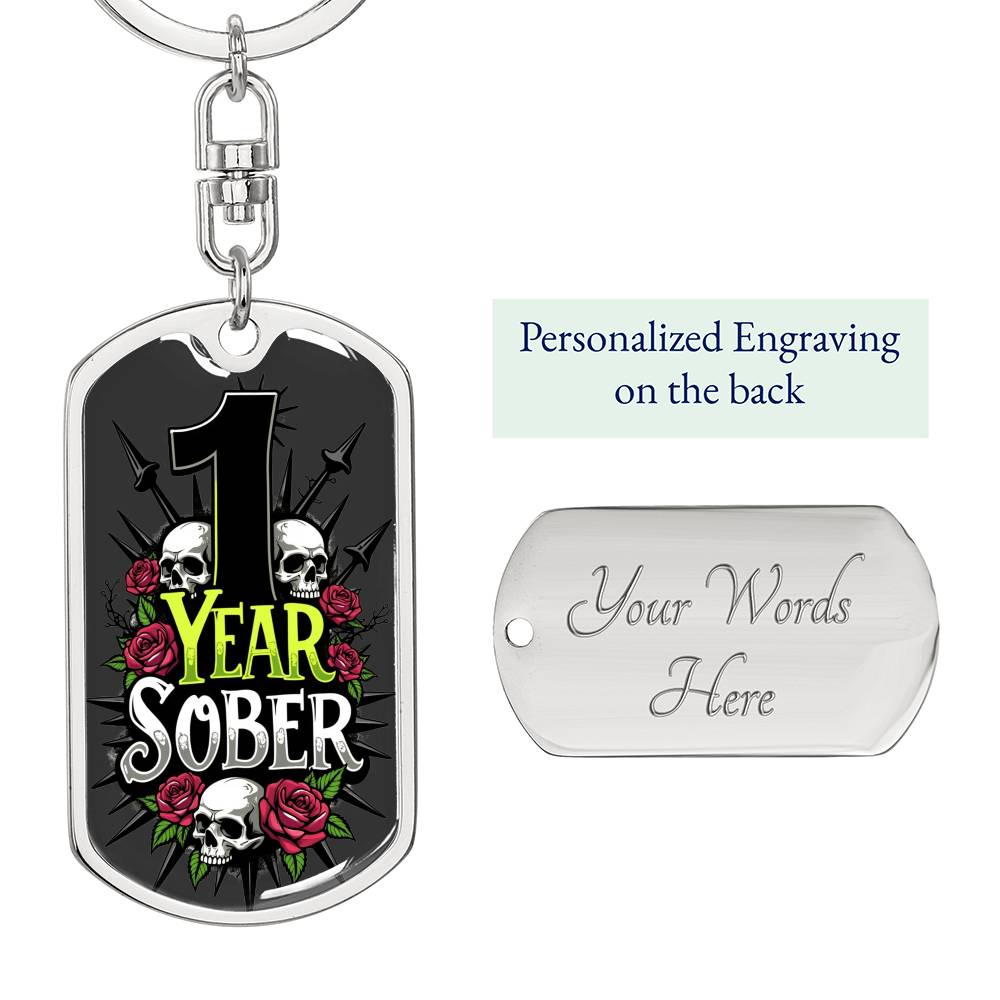 1 Years Sober Keychain  - Personalization for Recovery Milestones