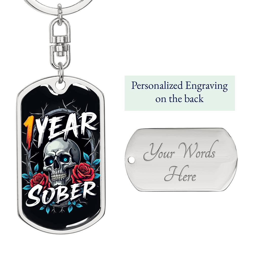 Custom 1 Year Sober Keychain - Sobriety Milestone Gift for Recovery For Alcoholics Anonymous