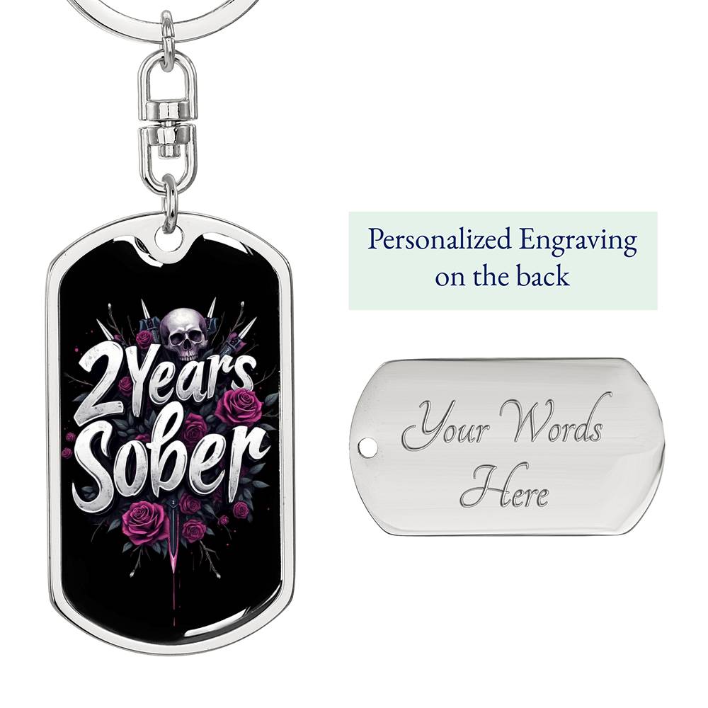 Custom 2 Years Sober Keychain - Edgy Design with Personalization for Recovery Milestones