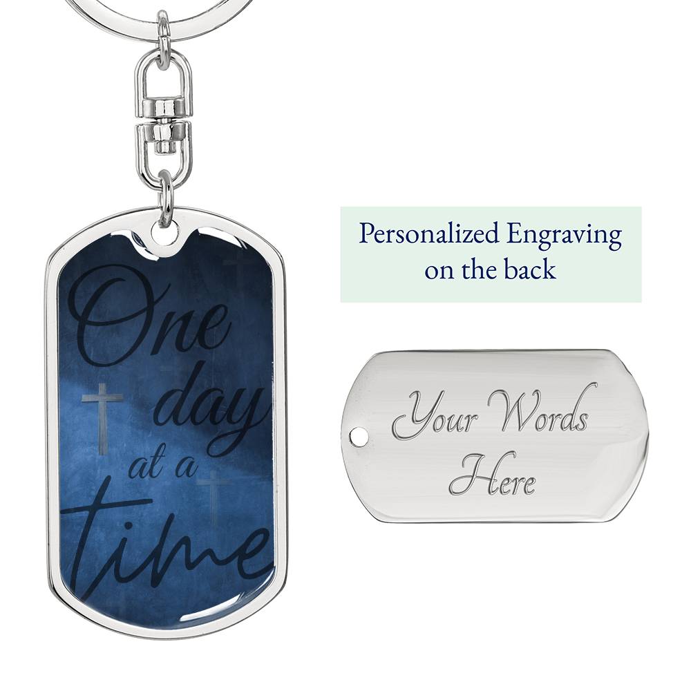 One Day at a Time Keychain – Personalized Sobriety Gift with Custom Engraving