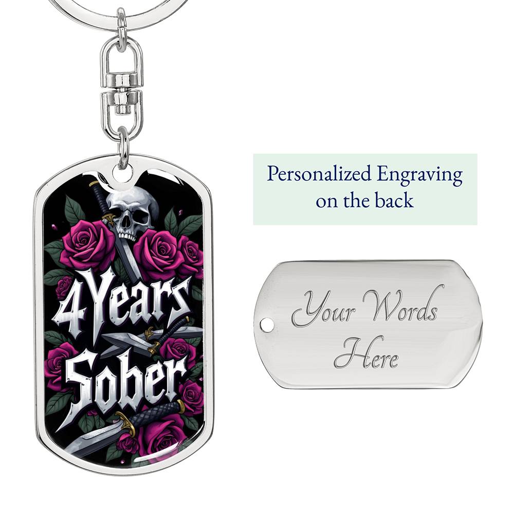 4 Years Sober Keychain - Personalized Recovery Gift with Engraving