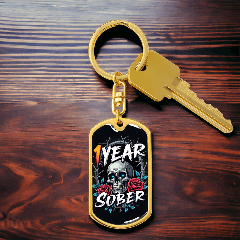 Custom 1 Year Sober Keychain - Sobriety Milestone Gift for Recovery For Alcoholics Anonymous