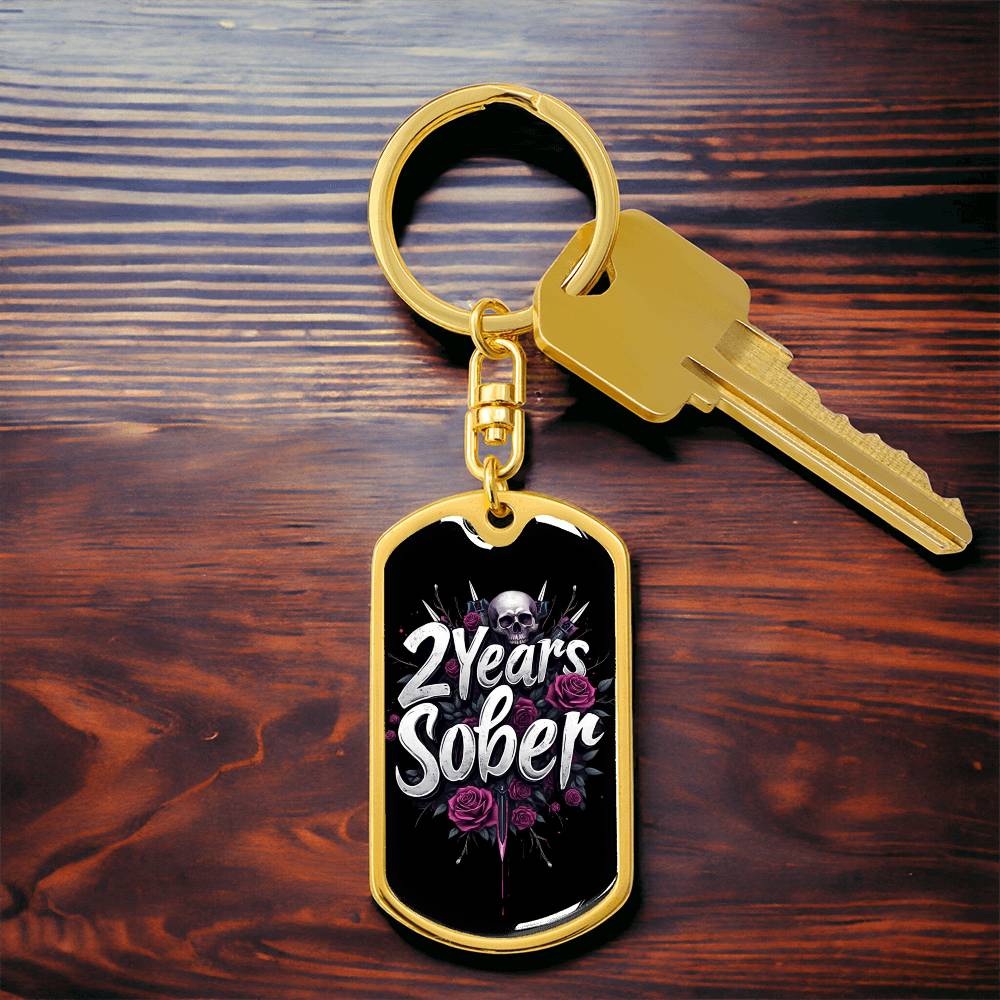 Custom 2 Years Sober Keychain - Edgy Design with Personalization for Recovery Milestones