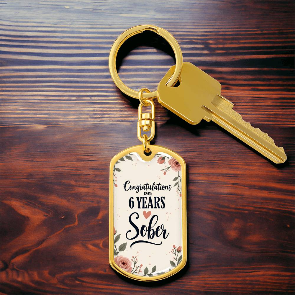 6 Year Sobriety Keychain | Congratulations on Six Years Sober