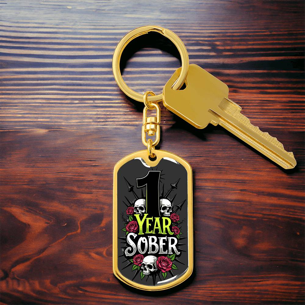 1 Years Sober Keychain  - Personalization for Recovery Milestones