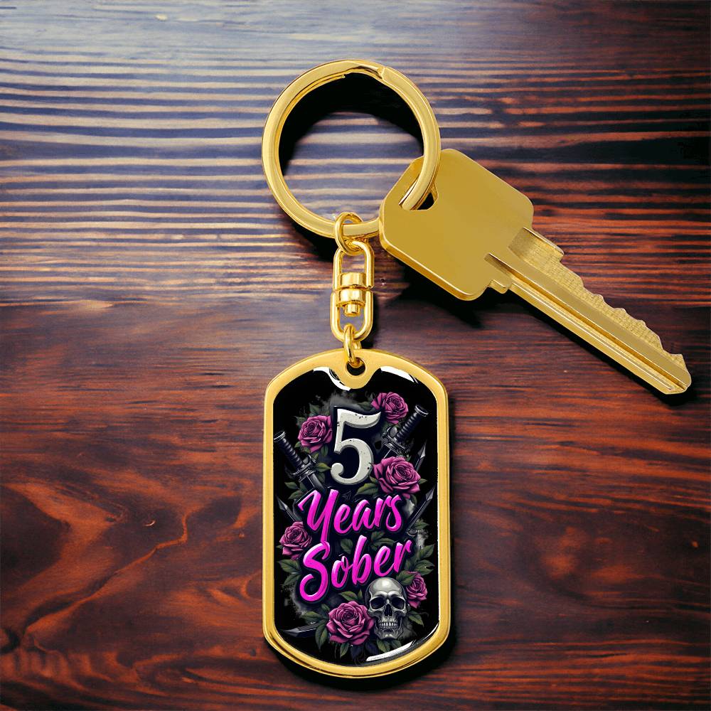 5 Years Sober Keychain  - Personalization for Recovery Milestones