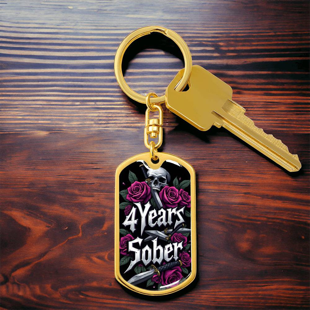 4 Years Sober Keychain - Personalized Recovery Gift with Engraving