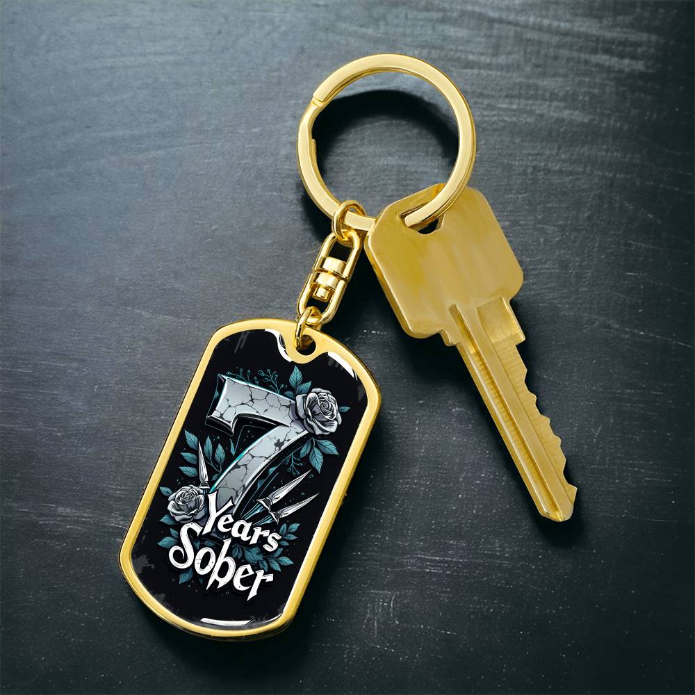 Congratulations on 7 Years Sober Keychain