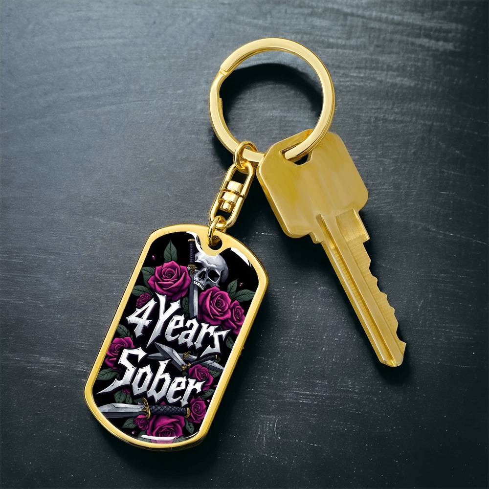 4 Years Sober Keychain - Personalized Recovery Gift with Engraving