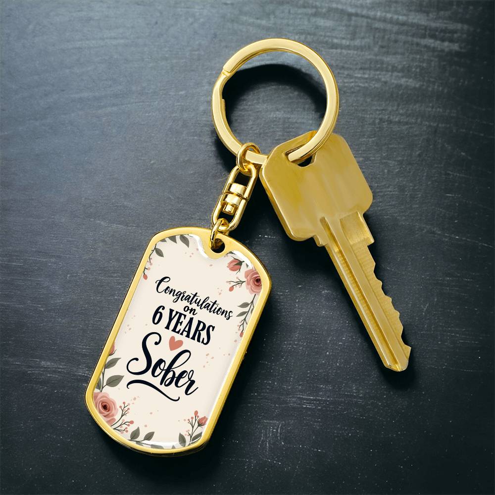 6 Year Sobriety Keychain | Congratulations on Six Years Sober