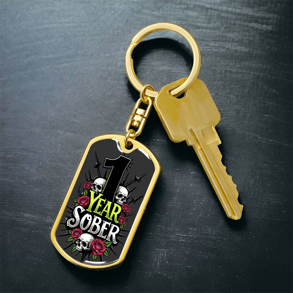 1 Years Sober Keychain  - Personalization for Recovery Milestones