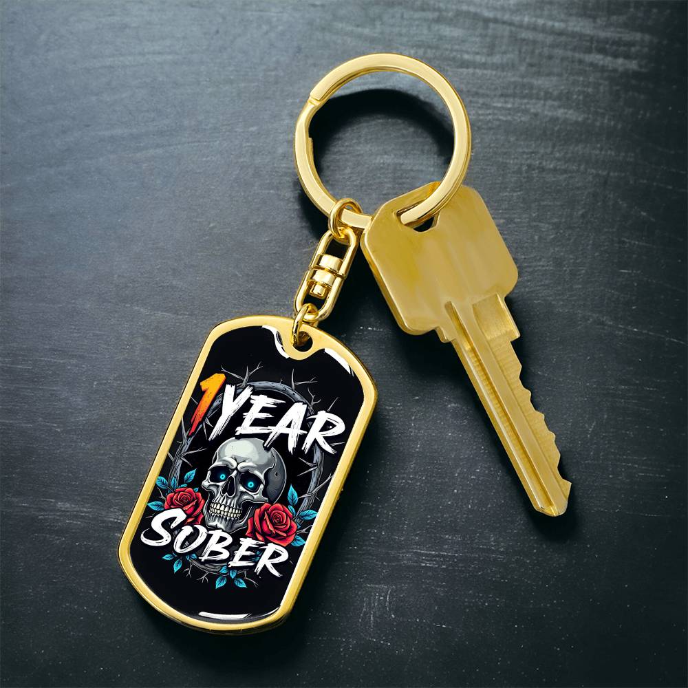 Custom 1 Year Sober Keychain - Sobriety Milestone Gift for Recovery For Alcoholics Anonymous