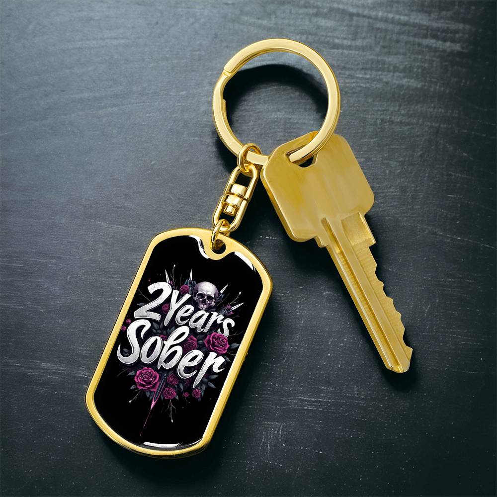 Custom 2 Years Sober Keychain - Edgy Design with Personalization for Recovery Milestones