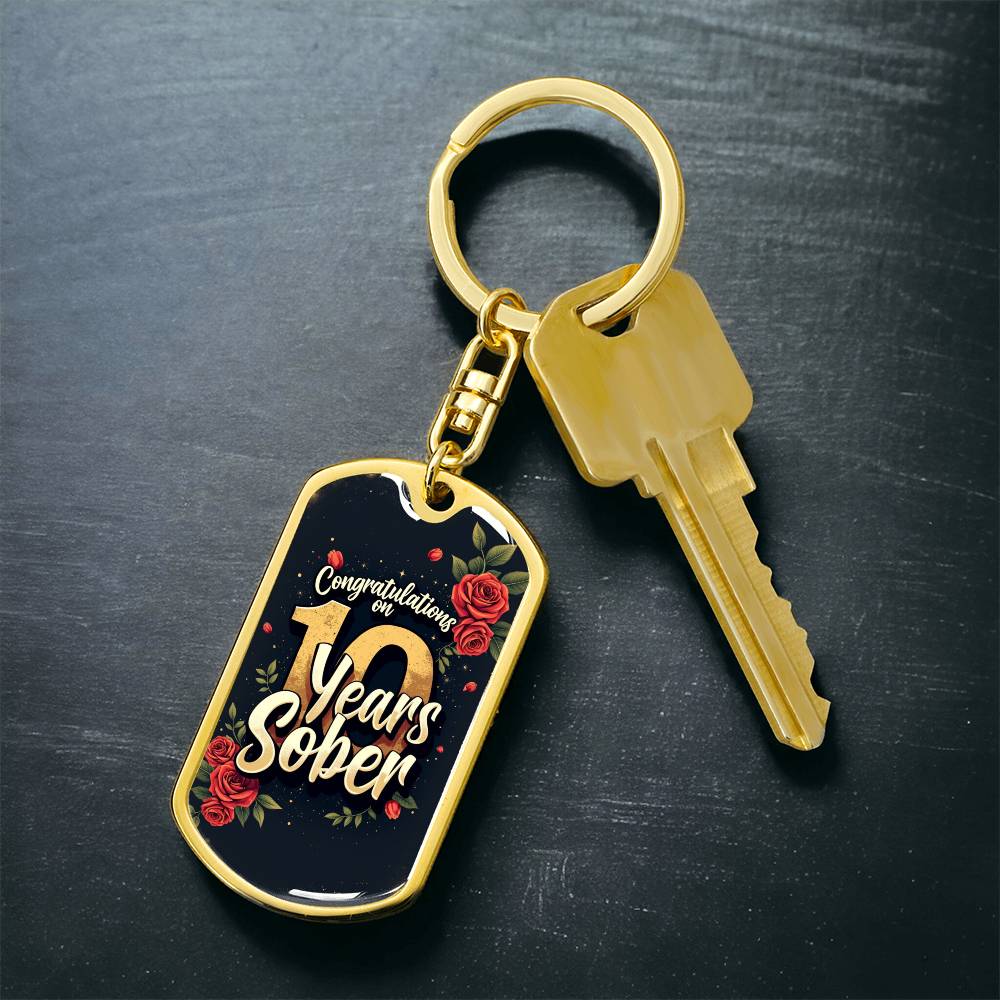 10 Year Sobriety Keychain Gift