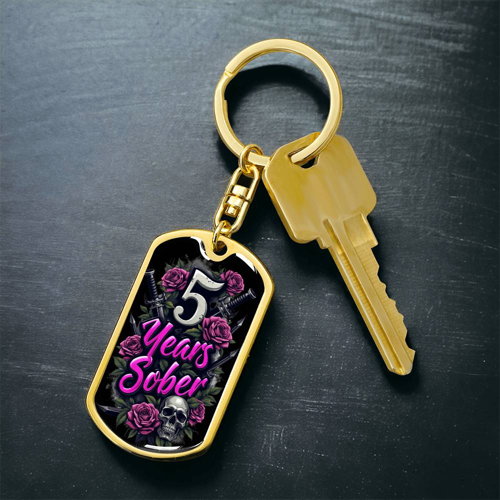 5 Years Sober Keychain  - Personalization for Recovery Milestones