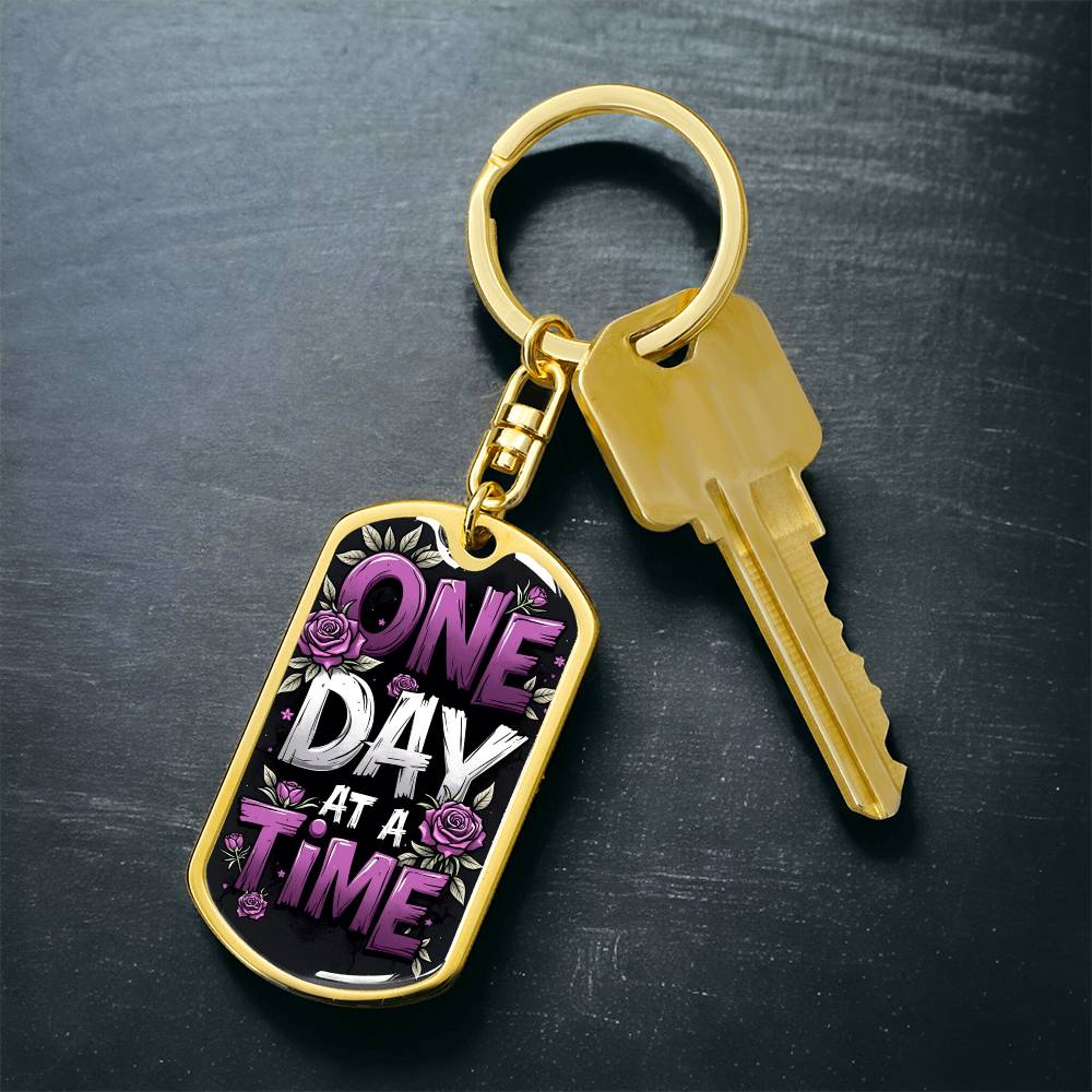 One Day at a Time Custom Keychain | Sober Gift for Celebrating Recovery Milestones