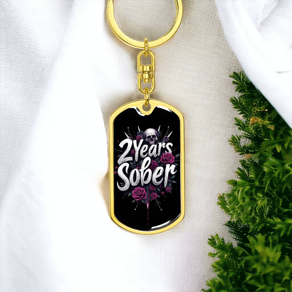 Custom 2 Years Sober Keychain - Edgy Design with Personalization for Recovery Milestones