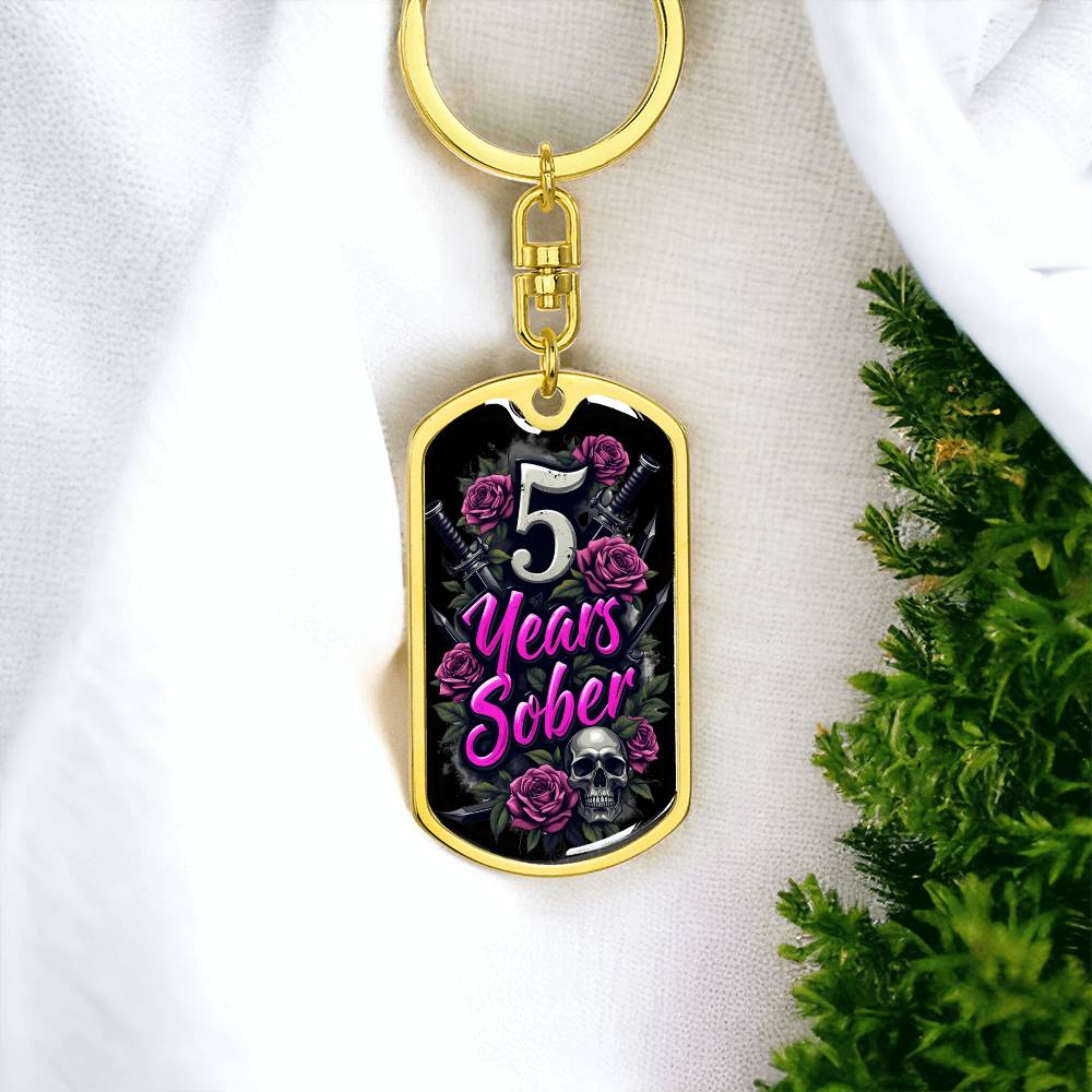 5 Years Sober Keychain  - Personalization for Recovery Milestones