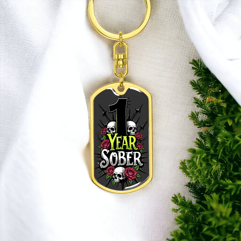 1 Years Sober Keychain  - Personalization for Recovery Milestones