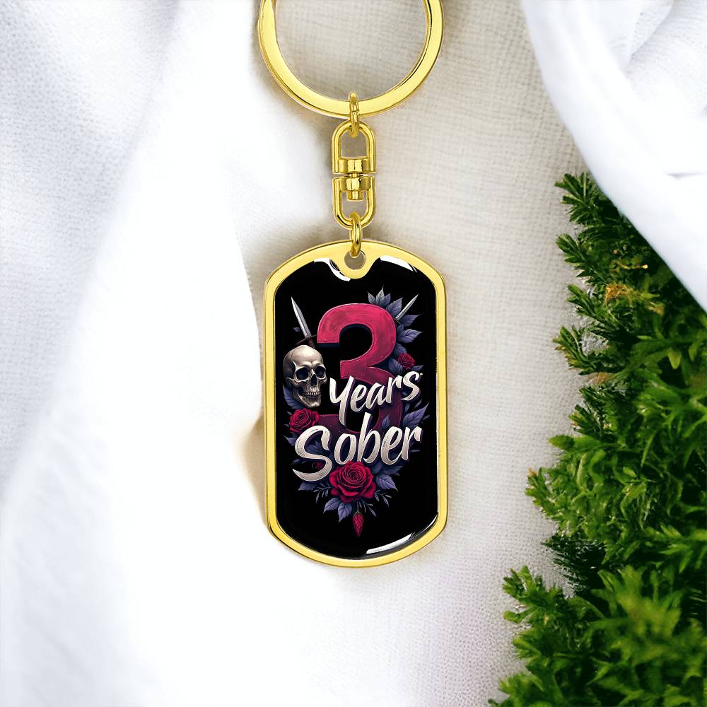 3 Years Sober Keychain - Personalized Recovery Gift with Engraving