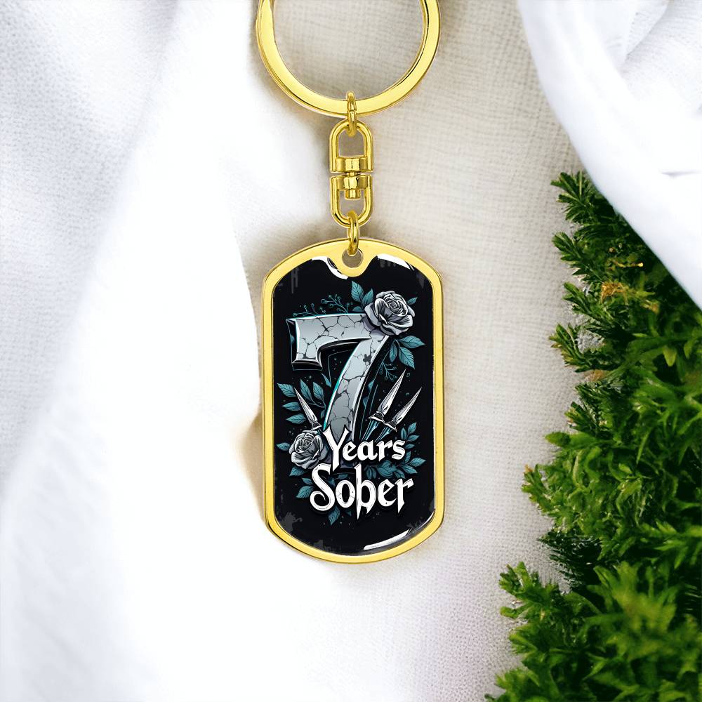 Congratulations on 7 Years Sober Keychain