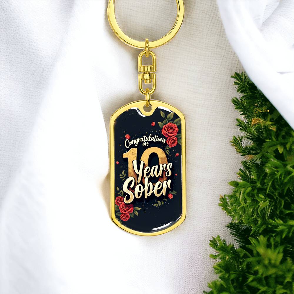 10 Year Sobriety Keychain Gift