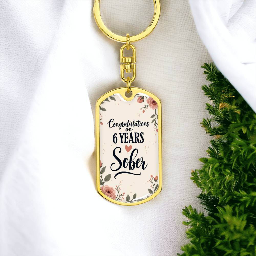 6 Year Sobriety Keychain | Congratulations on Six Years Sober