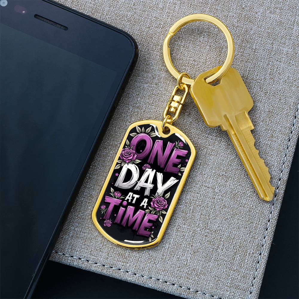 One Day at a Time Custom Keychain | Sober Gift for Celebrating Recovery Milestones