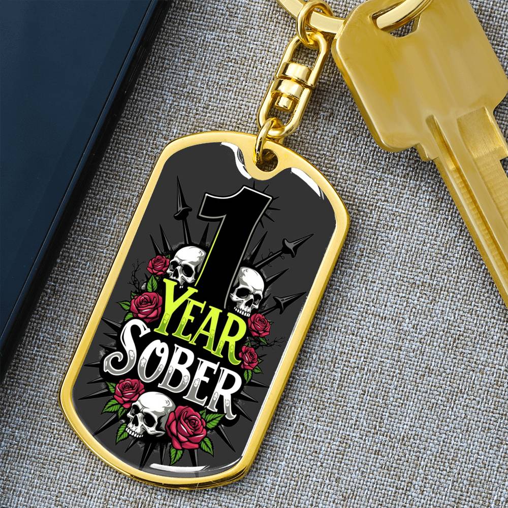 1 Years Sober Keychain  - Personalization for Recovery Milestones