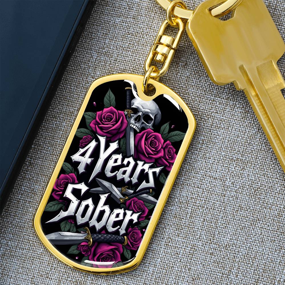 4 Years Sober Keychain - Personalized Recovery Gift with Engraving