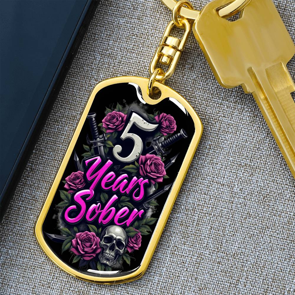 5 Years Sober Keychain  - Personalization for Recovery Milestones