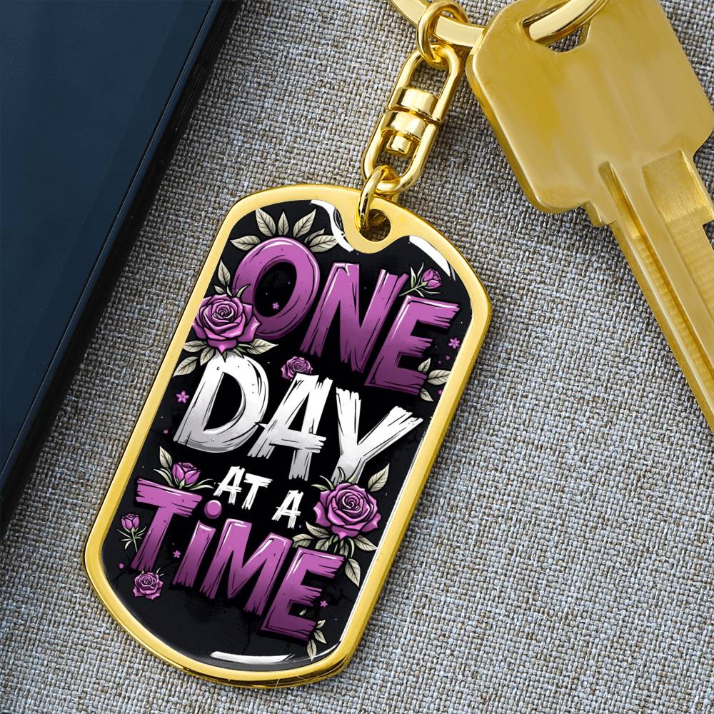 One Day at a Time Custom Keychain | Sober Gift for Celebrating Recovery Milestones