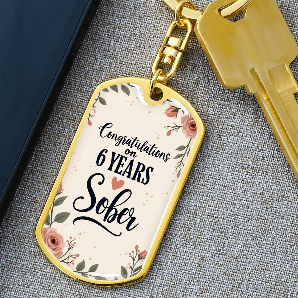 6 Year Sobriety Keychain | Congratulations on Six Years Sober