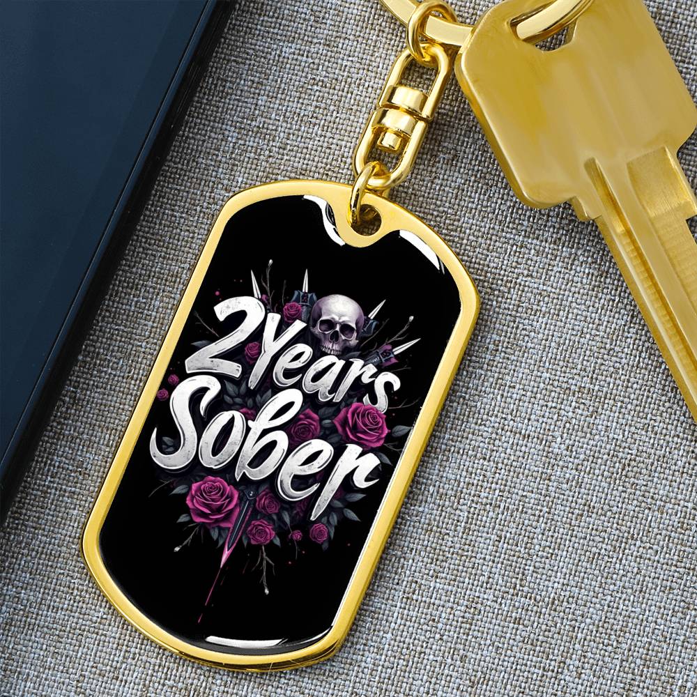 Custom 2 Years Sober Keychain - Edgy Design with Personalization for Recovery Milestones