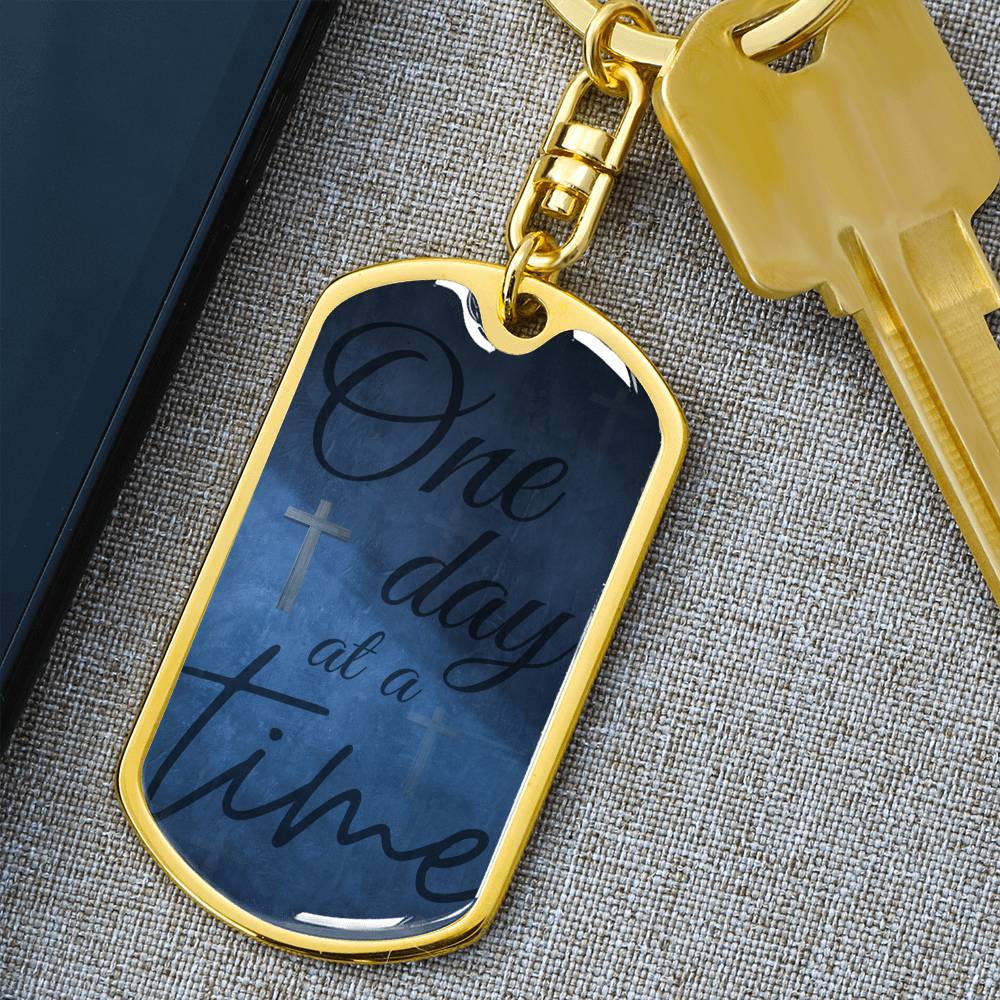 One Day at a Time Keychain – Personalized Sobriety Gift with Custom Engraving