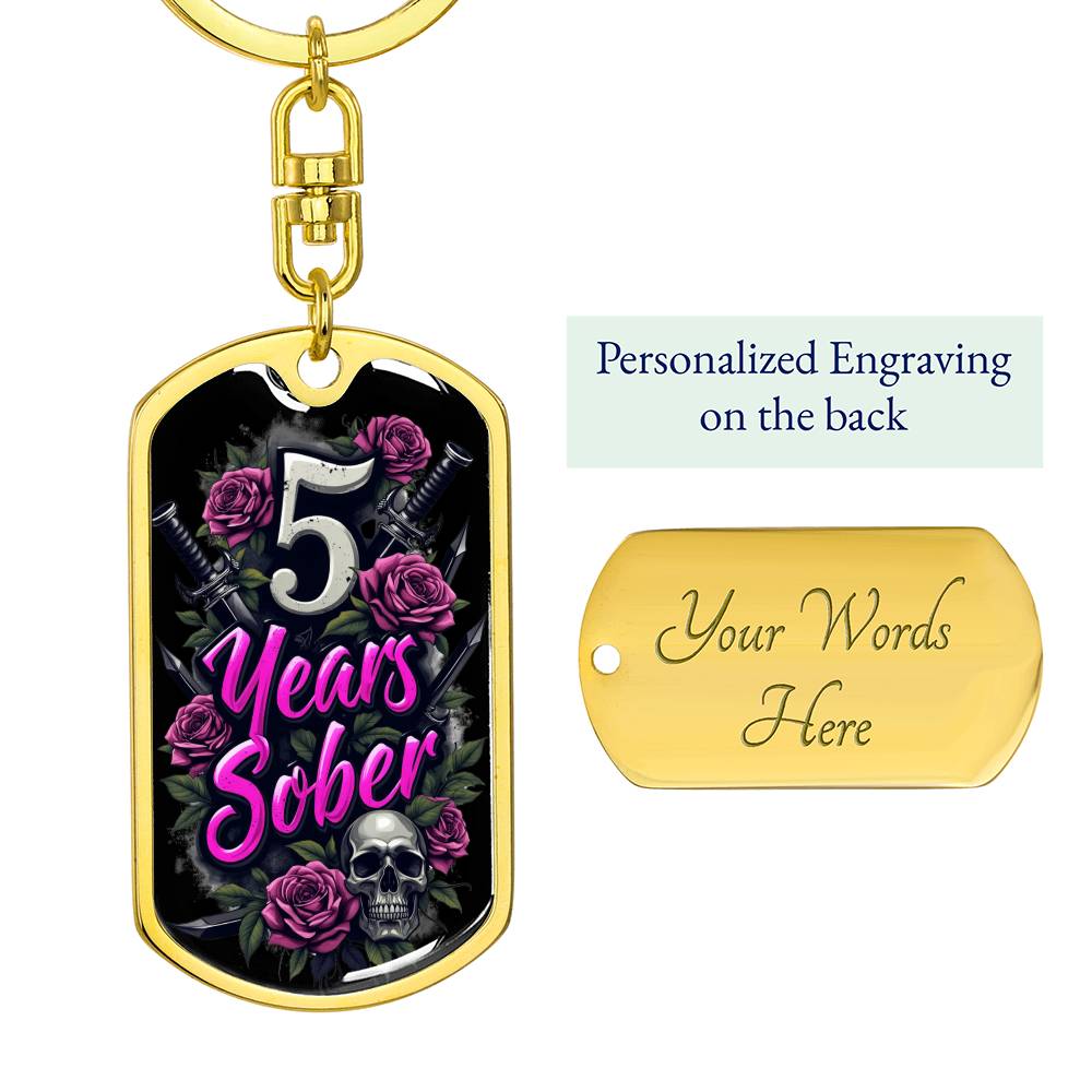 5 Years Sober Keychain  - Personalization for Recovery Milestones