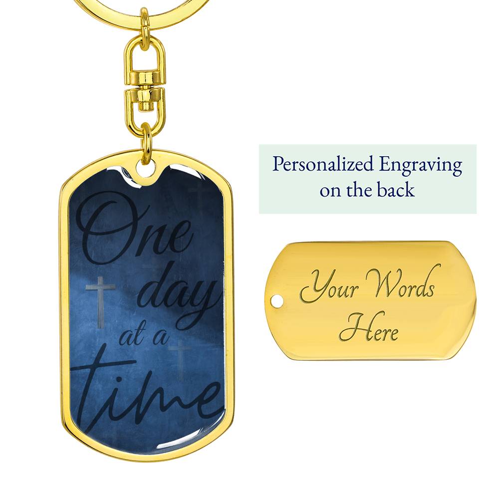 One Day at a Time Keychain – Personalized Sobriety Gift with Custom Engraving