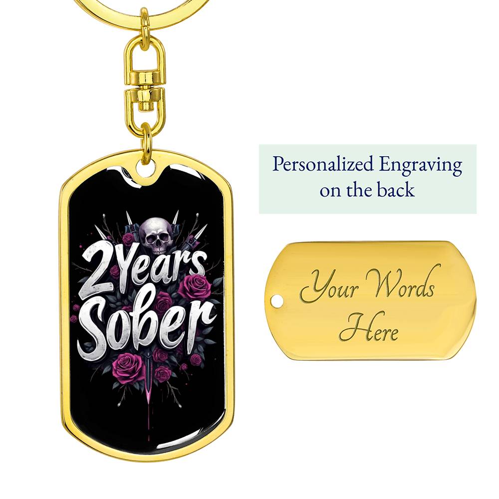 Custom 2 Years Sober Keychain - Edgy Design with Personalization for Recovery Milestones