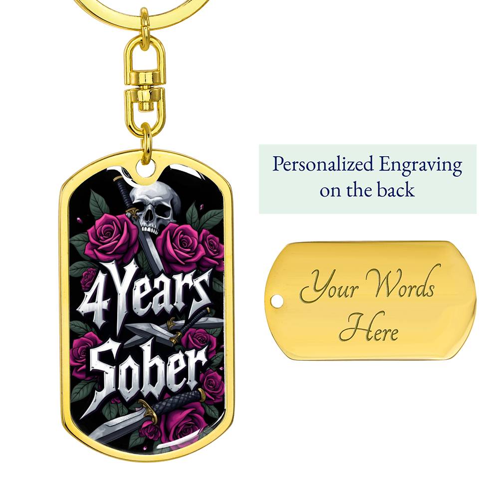 4 Years Sober Keychain - Personalized Recovery Gift with Engraving