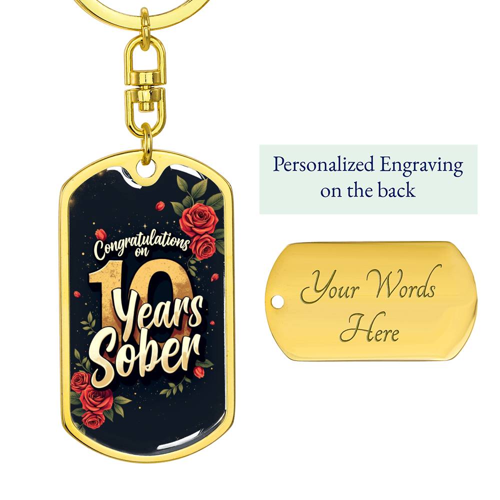 10 Year Sobriety Keychain Gift