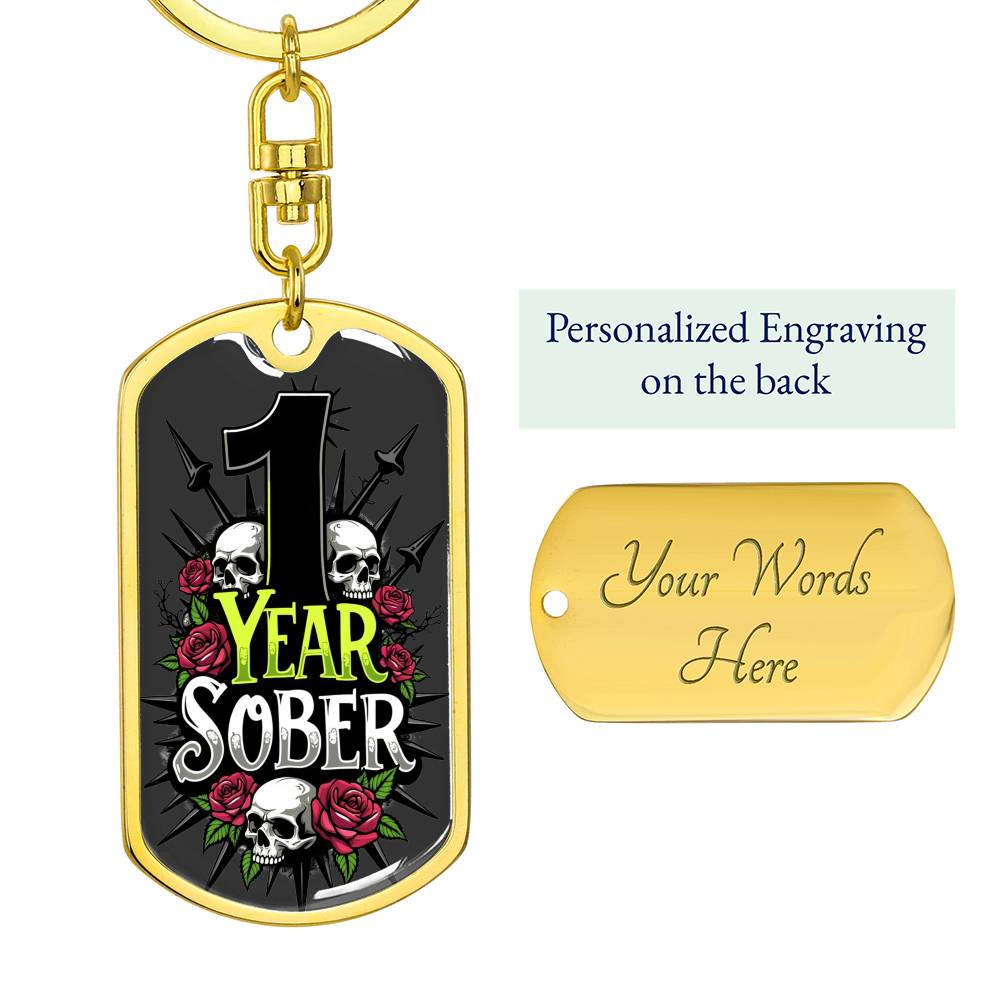 1 Years Sober Keychain  - Personalization for Recovery Milestones