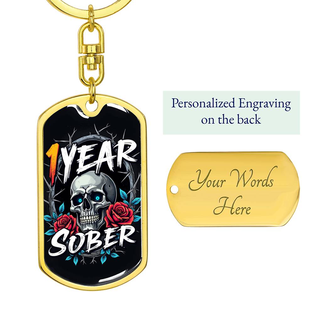 Custom 1 Year Sober Keychain - Sobriety Milestone Gift for Recovery For Alcoholics Anonymous