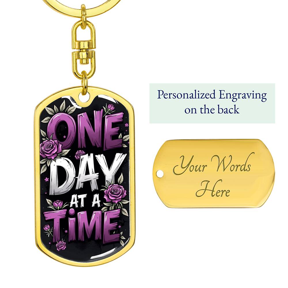 One Day at a Time Custom Keychain | Sober Gift for Celebrating Recovery Milestones