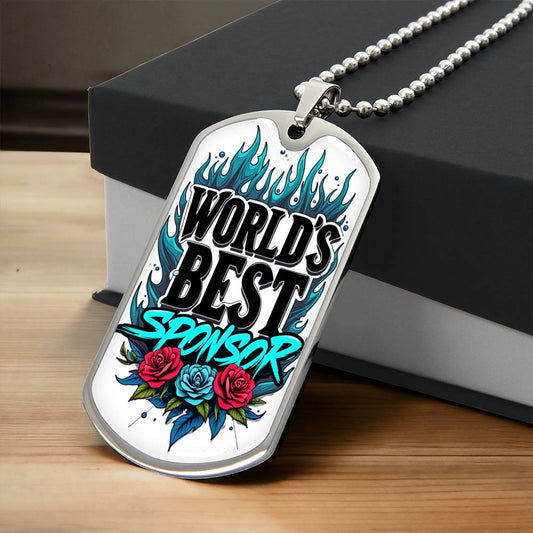 World's Best Sponsor Dog Tag Necklace ~ Sobriety Gift For Sponsor