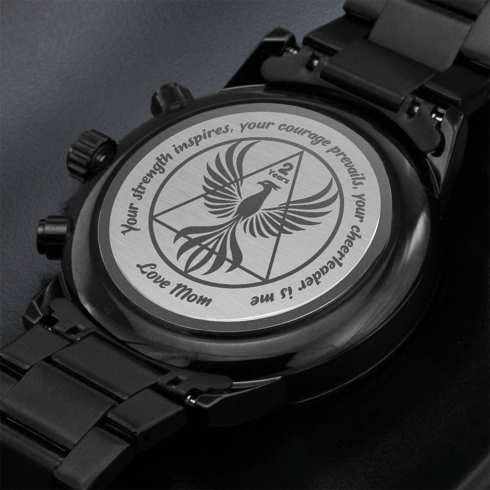 Sobriety Milestone Watch for Son – Custom Phoenix Engraving, Perfect Recovery Gift