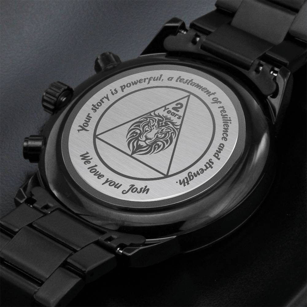 Men's Sobriety Milestone Watch – Customizable Years Sober and Message