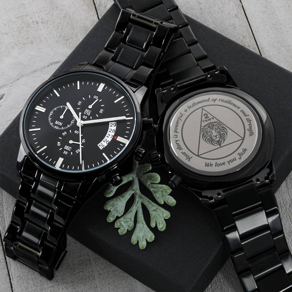 Men's Sobriety Milestone Watch – Customizable Years Sober and Message