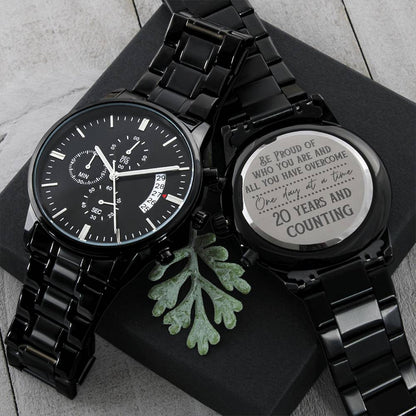 20 Years and Counting Sobriety Gift Watch | Personalized Milestone Gift for Him